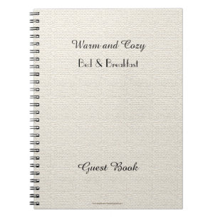 Rustic B&B Guest Book, Faux White Burlap Notebook