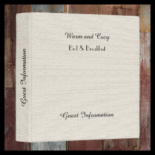 Rustic B&B Guest Information Faux Burlap Binder