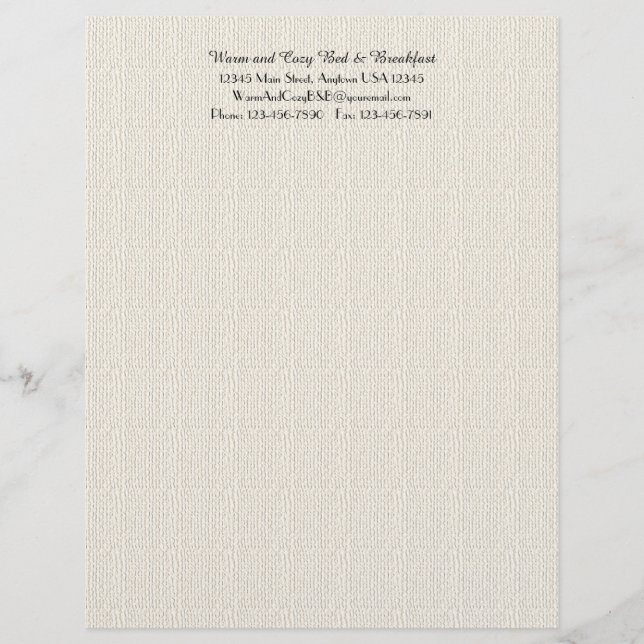 Rustic B&B Guest Information Filler Page Off White (Front)