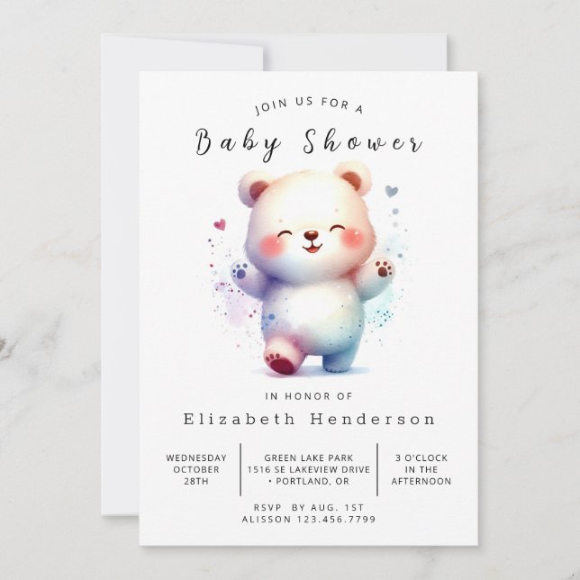 Rustic Baby Bear Baby Shower Invitation (Front)