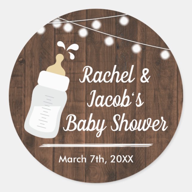 Rustic Baby brasse Baby shower Favoriser Étiquette (Devant)