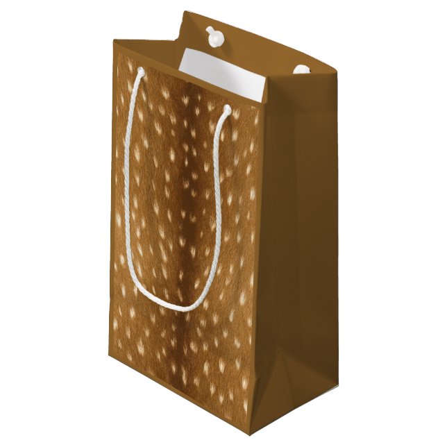 Rustic Baby Deer Spotted Fawn Fur Small Gift Bag (Front Angled)