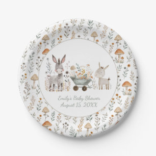 Rustic Baby Donkeys Unisex Baby Shower   Paper Plate