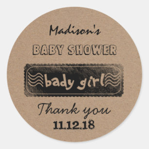 Rustic   Baby Girl   Baby Shower Thank You Classic Round Sticker