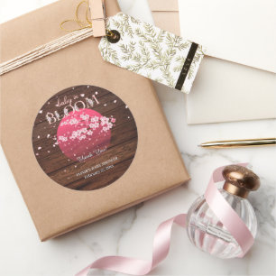Rustic Baby in Bloom Sakura Cherry Blossom  Classic Round Sticker