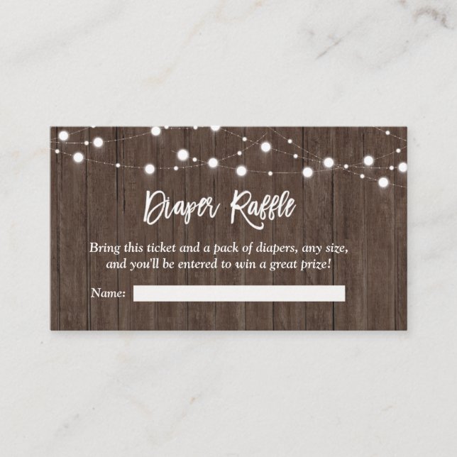 Rustic Baby is Brewing Baby Shower Diaper Raffle Enclosure Card (Front)