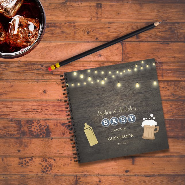 Rustic Baby Is Brewing Gold Baby Shower Guest Book (Creator Uploaded)