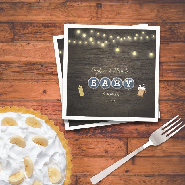 Rustic Baby Is Brewing Gold Baby Shower Napkin (Creator Uploaded)