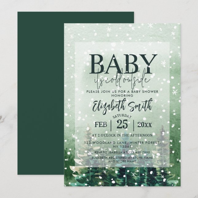 Rustic Baby It's Cold Outside Baby Shower Invitation (Front/Back)