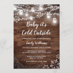 Rustic Baby it's Cold Outside Winter Baby Shower Invitation