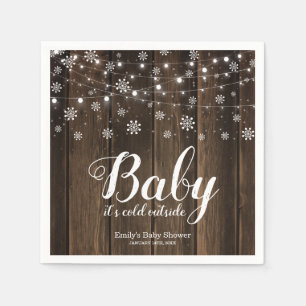 Rustic Baby It's Cold Outside Winter Baby Shower Napkin