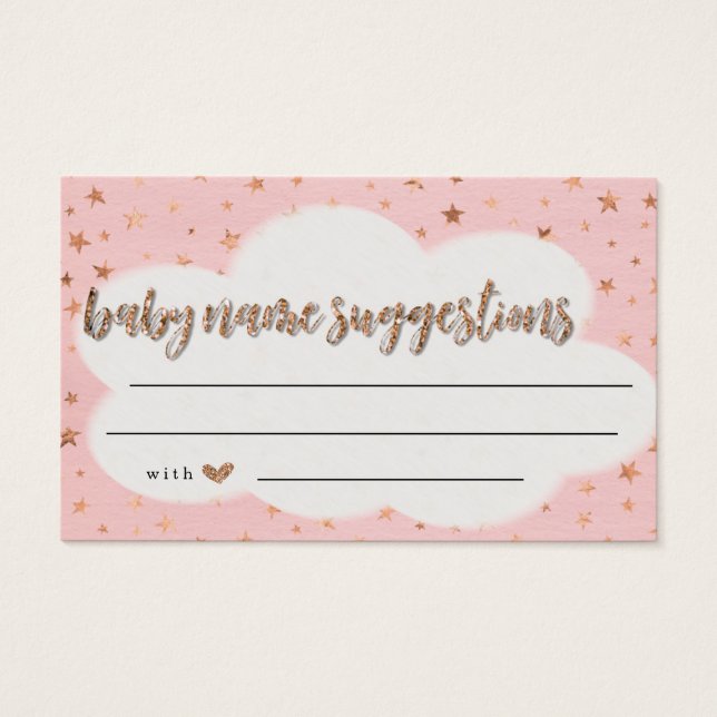 Rustic Baby Name Suggestions Card Girl Baby Shower (Front)