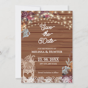 Rustic Baby’s Breath Jar Wedding Save the Date Invitation