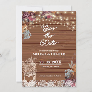 Rustic Baby’s Breath Jar Wedding Save the Date Invitation