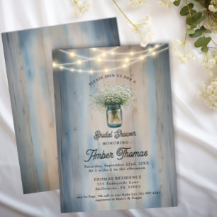 Rustic Baby’s Breath Mason Jar Bridal Shower  Invitation