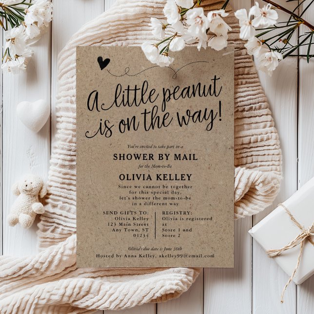 Rustic Baby SHOWER BY MAIL, Little Peanut, Kraft Invitation (Creator Uploaded)