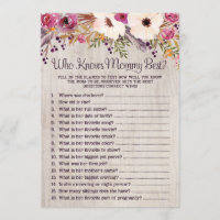 Rustic Baby Shower Game Who Knows Mommy Best