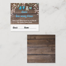 Rustic Baby Shower Guess How Many Kisses Card