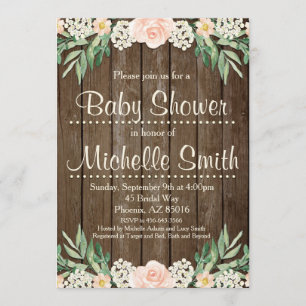 Rustic Baby Shower Invitation, Lace, Floral Invitation
