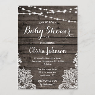 Rustic Baby Shower Invitation with Wood Background