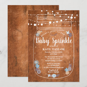 Rustic Baby Sprinkle Mason Jar String Lights Invitation