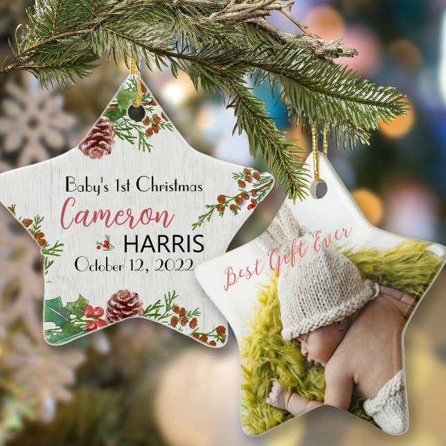 Rustic Baby's 1st Christmas Best Gift Photo person (Créateur téléchargé)
