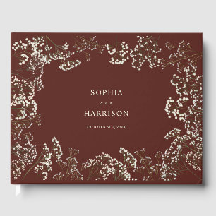 Rustic Baby's Breath Beet Red Wedding Guest Book