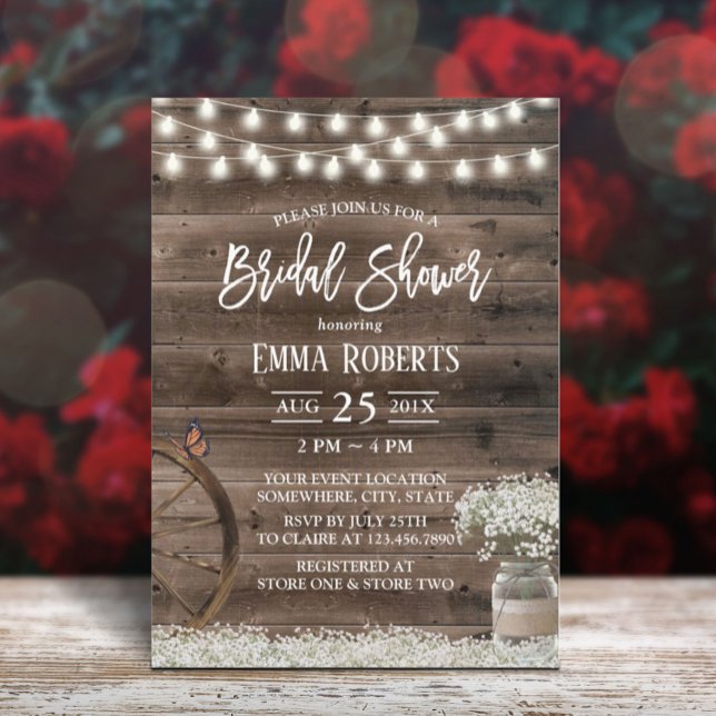 Rustic Baby's Breath Floral Barn Bridal Shower Invitation (Creator Uploaded)