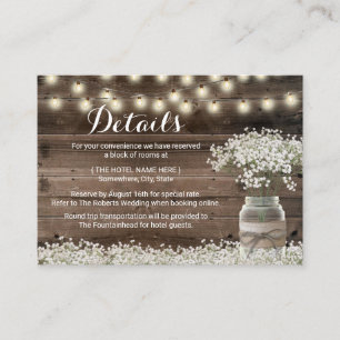 Rustic Baby's Breath Floral Hotel Accommodations Enclosure Card