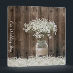 Rustic Baby's Breath Floral Jar Barn Wedding Album Binder<br><div class="desc">Rustic Baby's Breath Floral Jar Barn Wood Wedding Album.</div>
