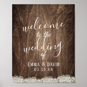 Rustic Baby's Breath Floral Wedding Welcome Poster