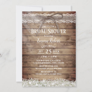 Rustic Baby's Breath Lace & Twine Bridal Shower Invitation
