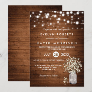 Rustic Baby's Breath Lights Formal Wedding  Invitation