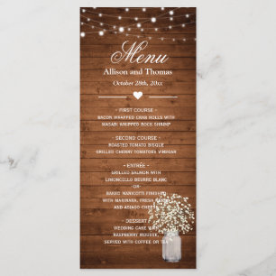 Rustic Baby's Breath Lights Wedding Menu