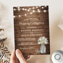 Rustic Baby's Breath Mason Jar Lights Wedding