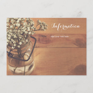 Rustic Baby's Breath Mason Jar Wood Information Enclosure Card