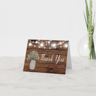 Rustic Babys Breath Mason Jar Wood Thank You