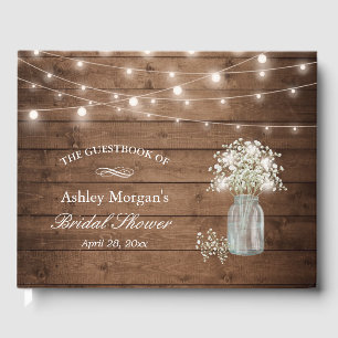 Rustic Baby's Breath String Lights Bridal Shower Guest Book