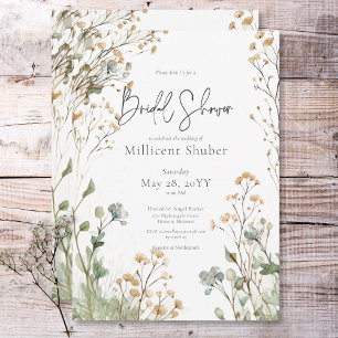 Rustic Baby's Breath Watercolor Bridal Shower Invitation