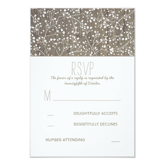 Rustic Baby's Breath Wedding RSVP Card