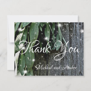 Rustic backyard barn wood and sage   country charm thank you card