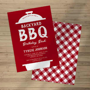 Rustic Backyard BBQ Birthday Party Invitation