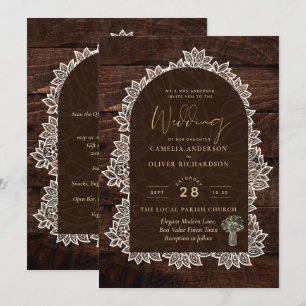 Rustic Backyard Woodland Wedding Wood Lace Invitation