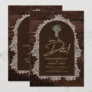 Rustic Backyard Woodland Wood Lace SAVE DATES Invitation