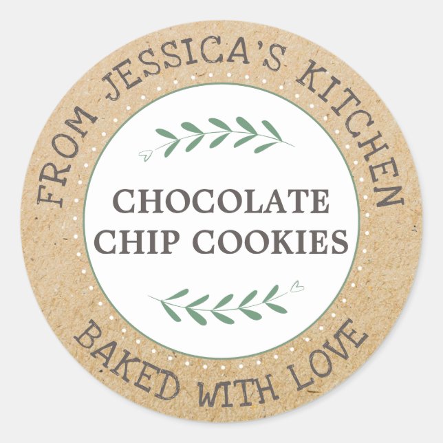 Rustic Baked With Love Baking Gift Classic Round Sticker (Front)