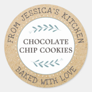 Rustic Baked With Love Baking Gift Classic Round Sticker