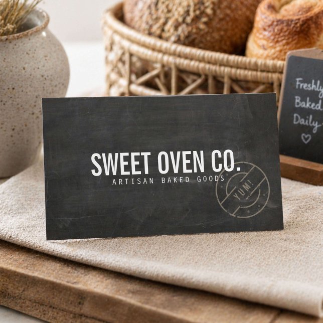 Rustic Bakery Chalkboard Business Card (Creator Uploaded)