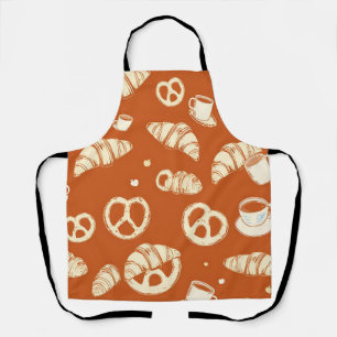 Rustic Bakery Croissants and Pretzels Hand-Drawn Apron