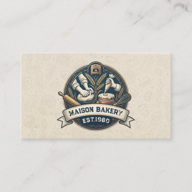 Rustic Bakery Store Pastry Dessert Sweet Cake Shop Business Card (Front)