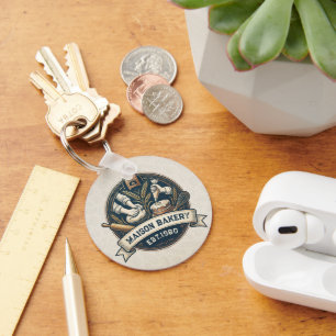 Rustic Bakery Store Pastry Dessert Sweet Cake Shop Keychain